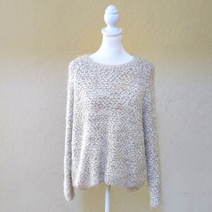 Dreamers Oatmeal Boucle / Popcorn Scoop Neck High Low Sweater Size S/M